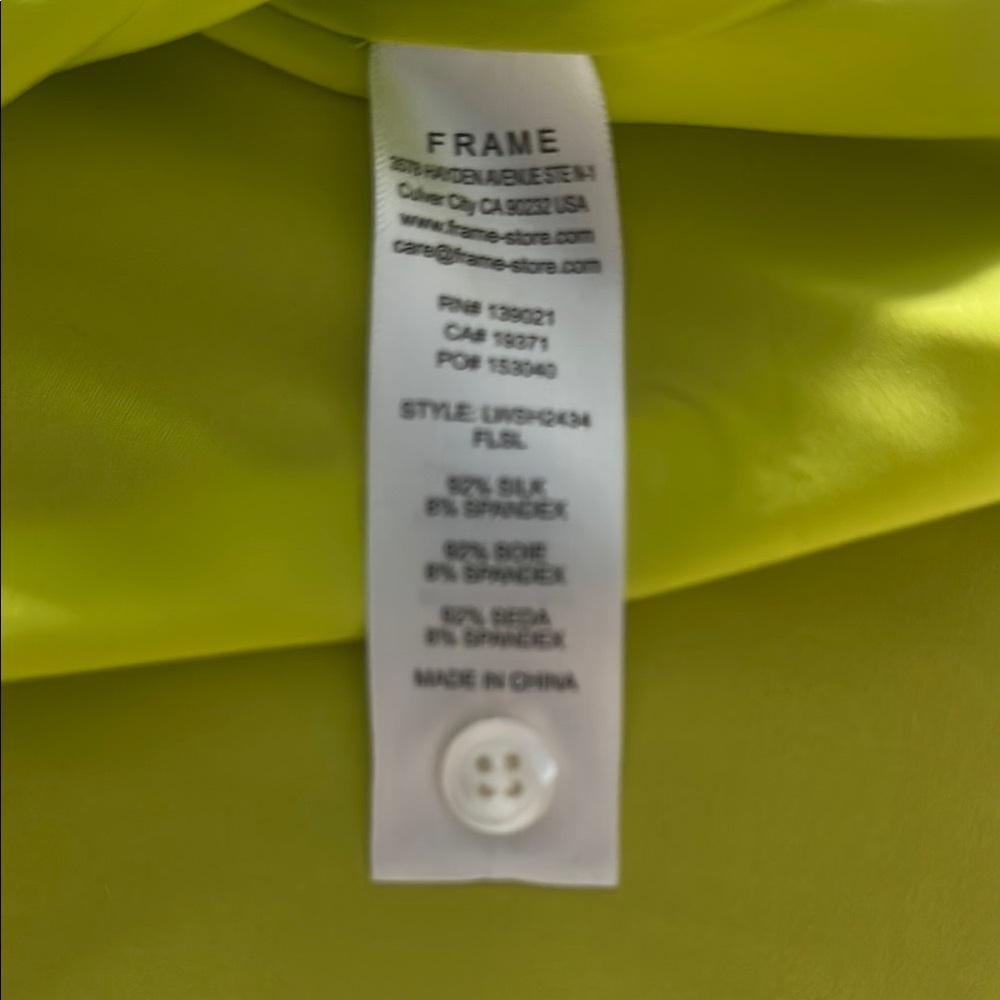 Frame Denim Yellow Green Fitted Polo Button Down - Picture 4 of 6